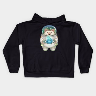 Solarpunk Astronaut Hedgehog Kids Hoodie